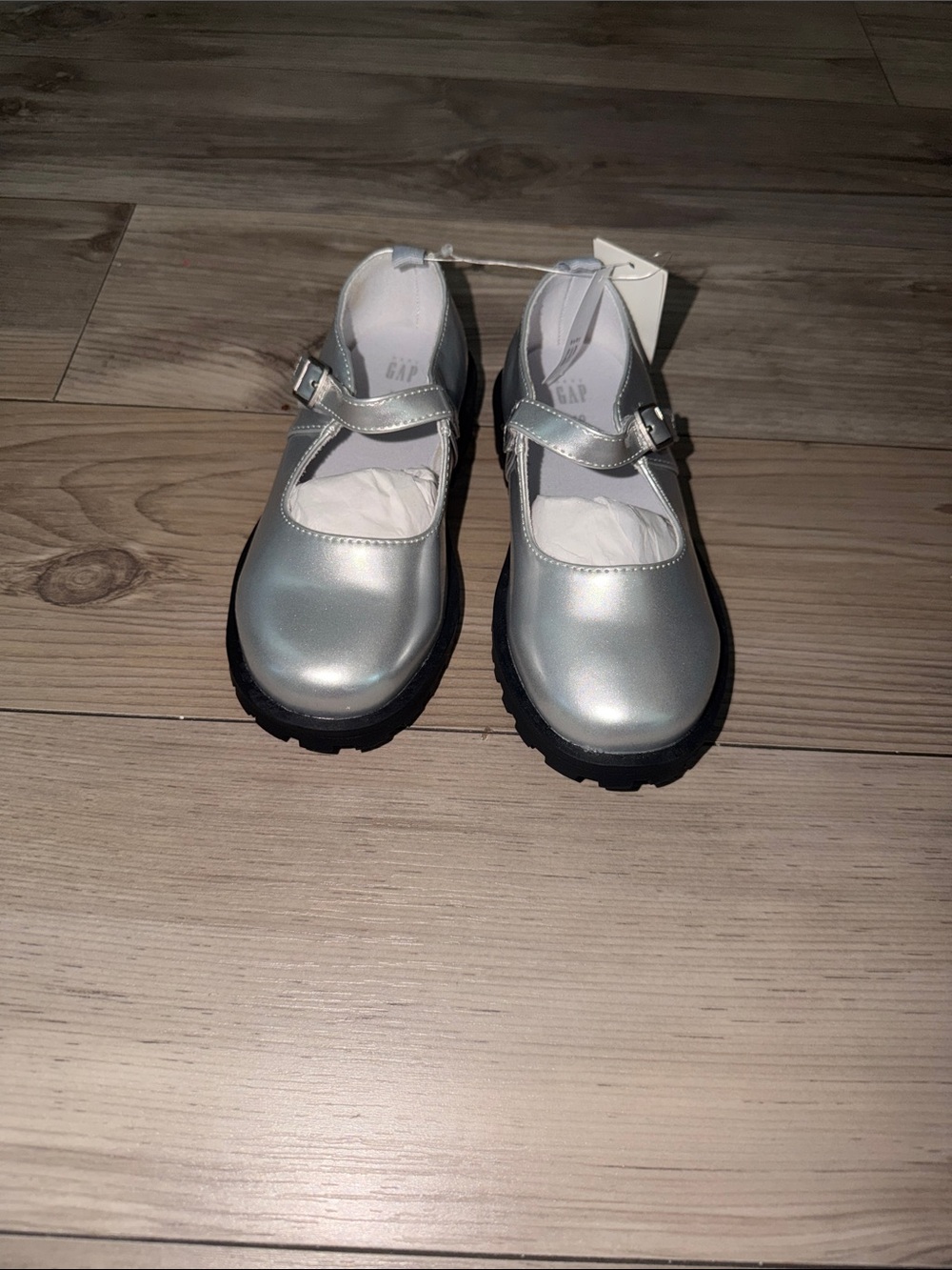 GAP Girls Metallic Silver Mary Jane Shoes